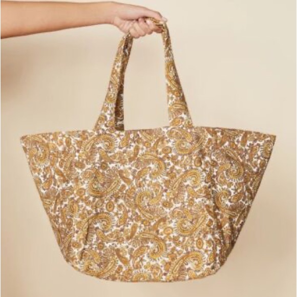 Faithfull The Brand Sorrento Tote Bag La Medina Paisley Beige Summer Nwot 109